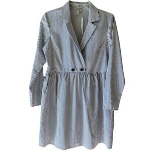 ASOS White and Blue Long Sleeve A-Line Dress